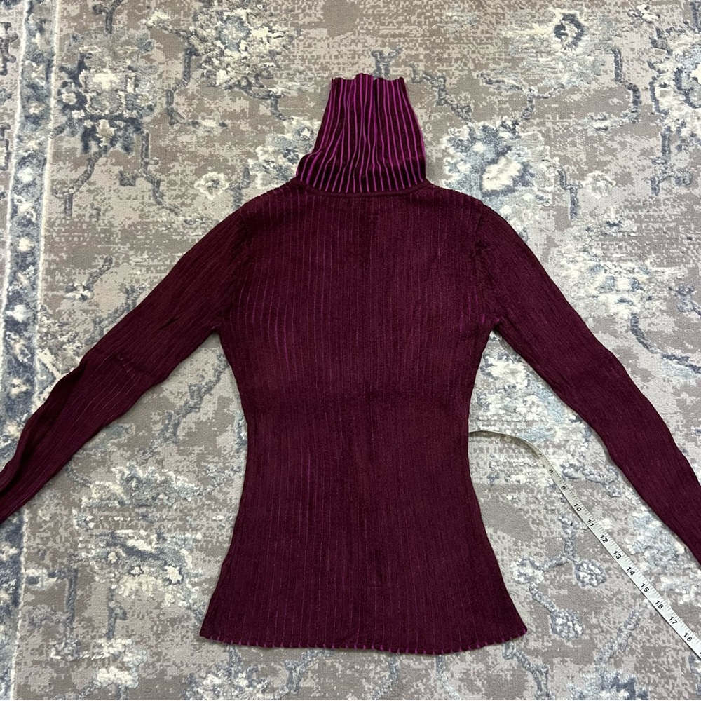 Milly Striped Multi Colored Pullover Turtleneck S… - image 8